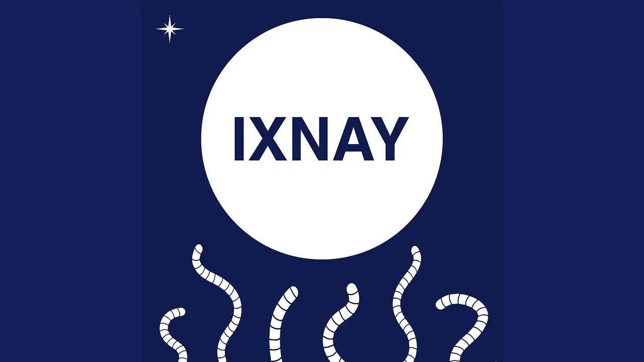 Cover art that represents the basic elements found in the song Moon of Worms by the artist IXNAY. It consists of a worms that appear to wiggle and writhe beneath a full moon while a star twinkles in the background on a deep blue background.