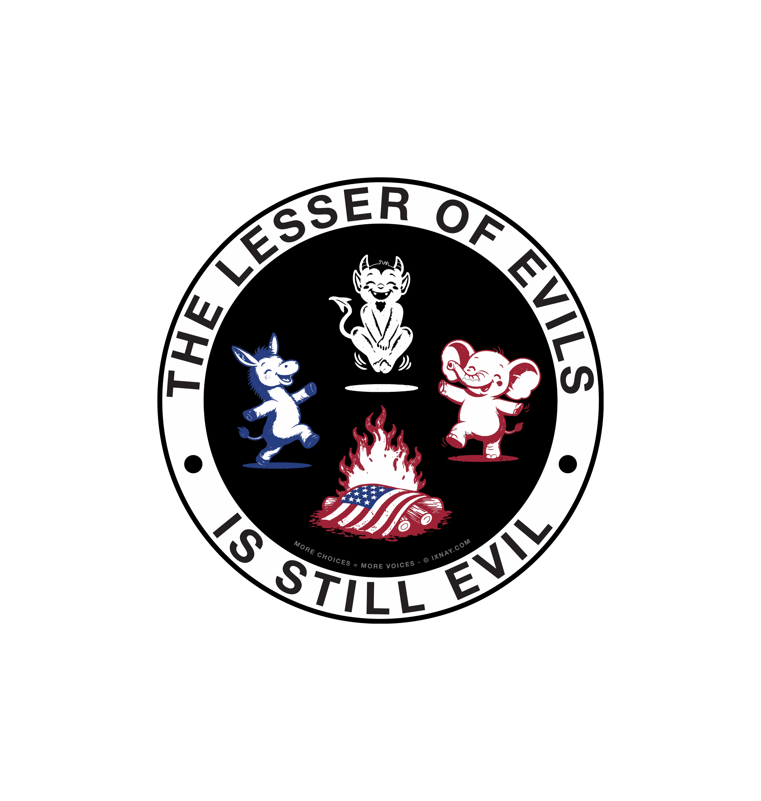 White Printed Circle Sticker Front