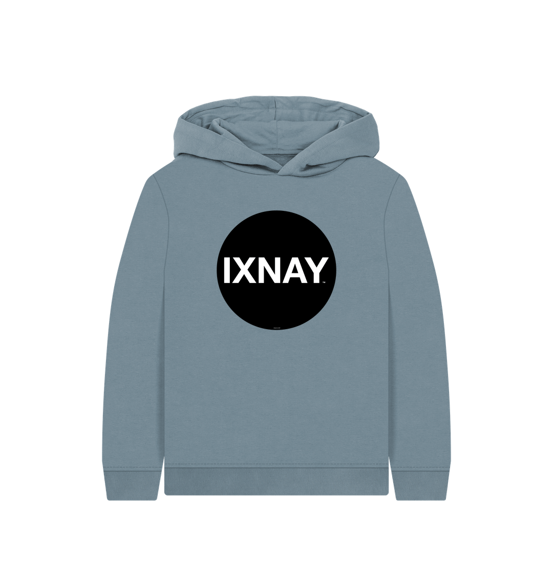 Stone Blue Printed Kids Hoodie Front