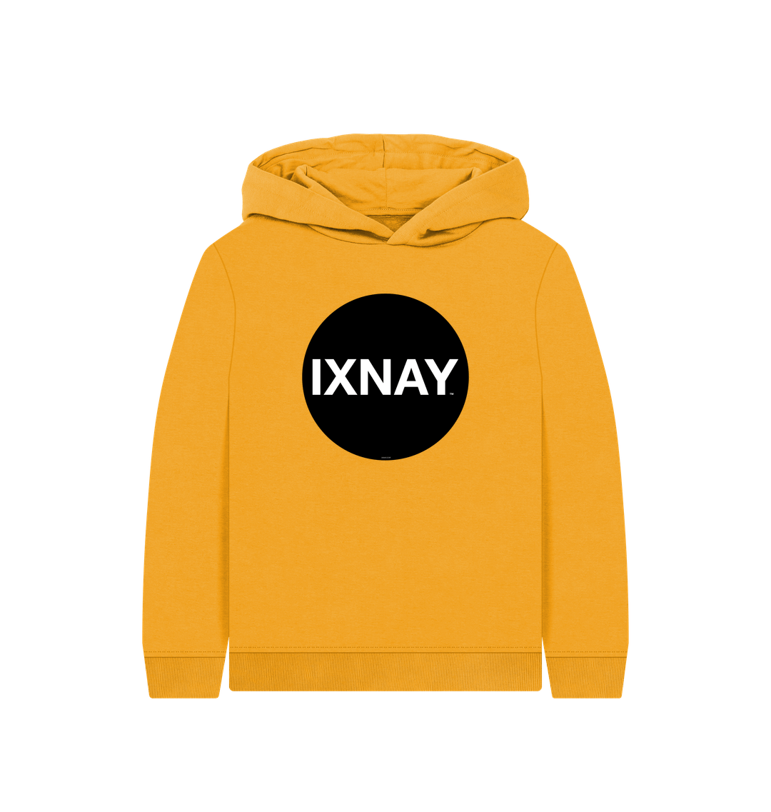 Mustard Printed Kids Hoodie Front