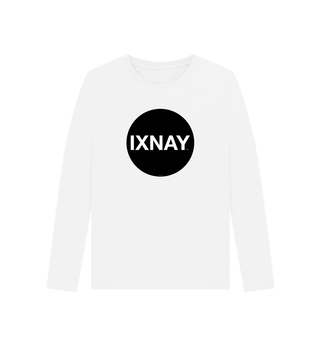 White Printed Long Sleeve T Shirt Front