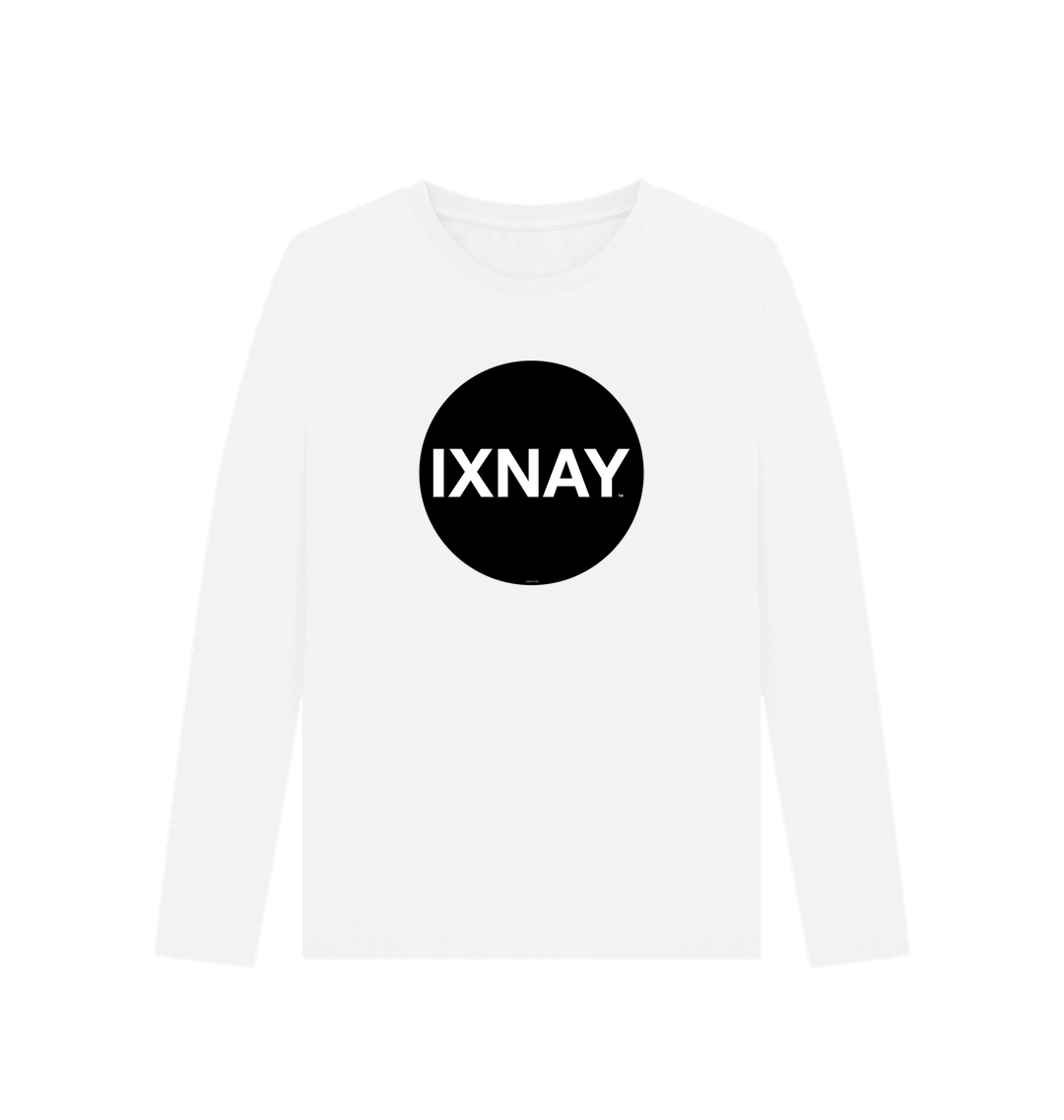 White Printed Long Sleeve T Shirt Front