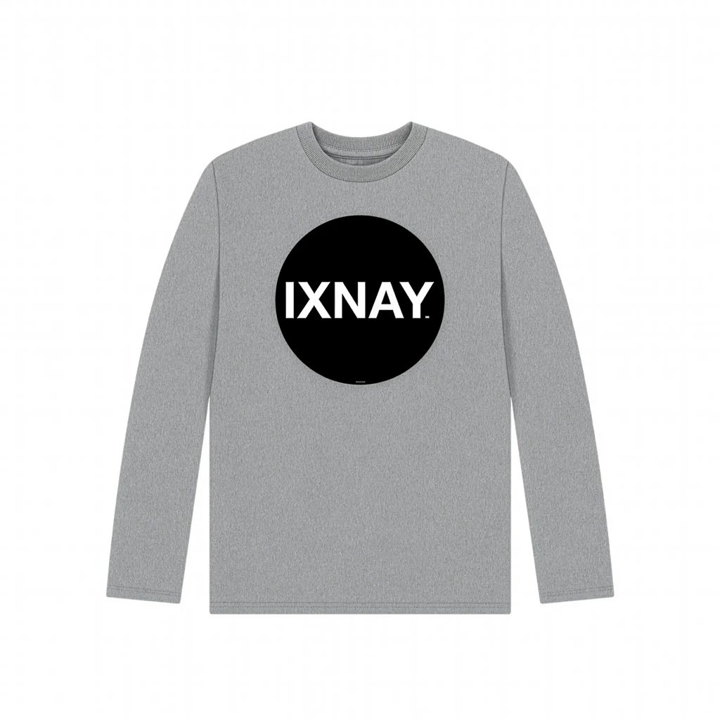 IXNAY Kids 100% Organic Cotton Long-Sleeve T-Shirt Original Logo - Light Heather Gray.