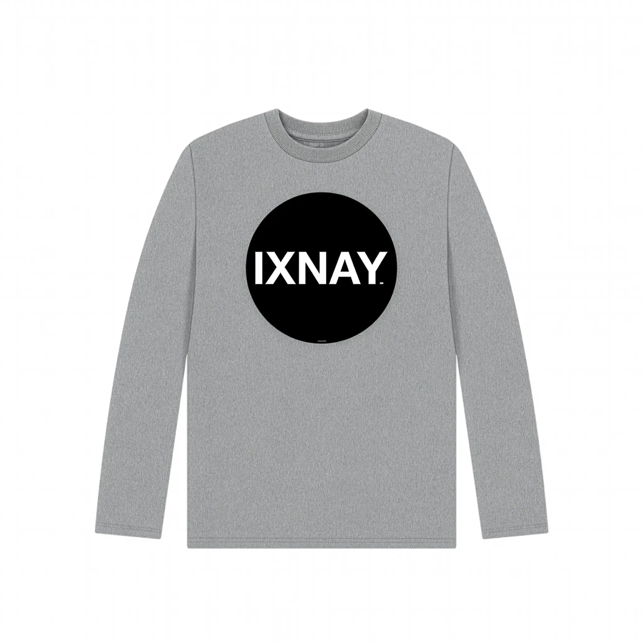 IXNAY Kids 100% Organic Cotton Long-Sleeve T-Shirt Original Logo - Light Heather Gray.