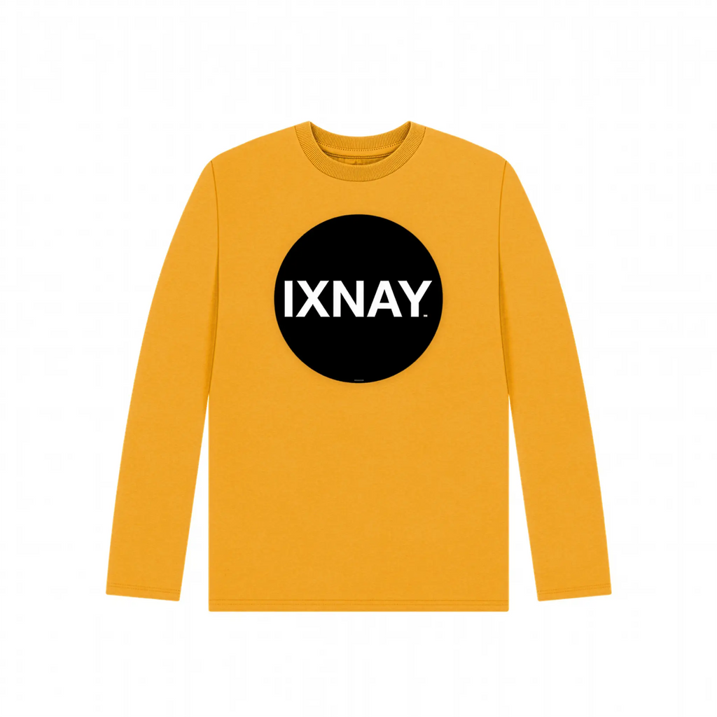 IXNAY Kids 100% Organic Cotton Long-Sleeve T-Shirt Original Logo - Mustard Yellow.