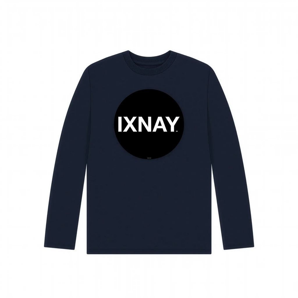 IXNAY Kids 100% Organic Cotton Long-Sleeve T-Shirt Original Logo - Navy Blue.
