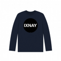 IXNAY Kids 100% Organic Cotton Long-Sleeve T-Shirt Original Logo - Navy Blue.