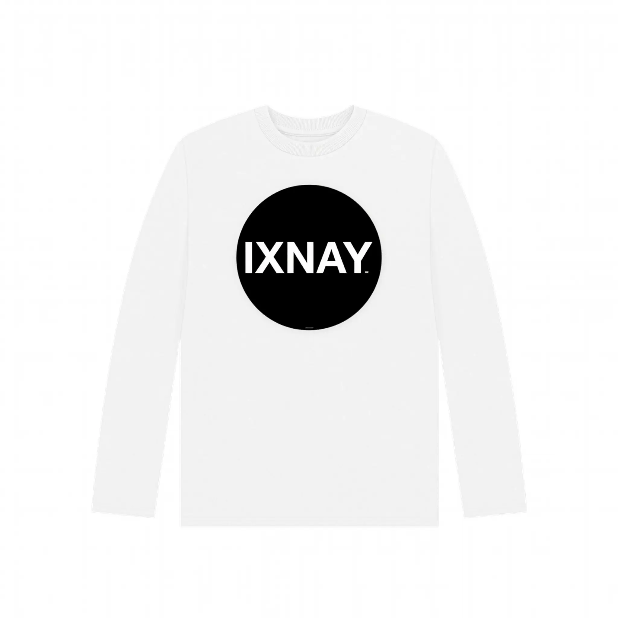 IXNAY Kids 100% Organic Cotton Long-Sleeve T-Shirt Original Logo - White.