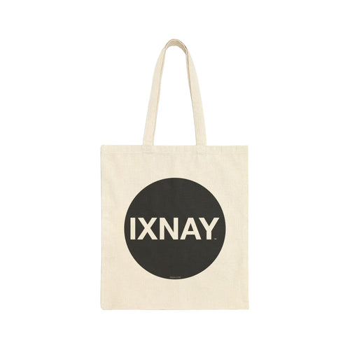 IXNAY natural canvas tote bag in 100% cotton with original logo, showing front view.