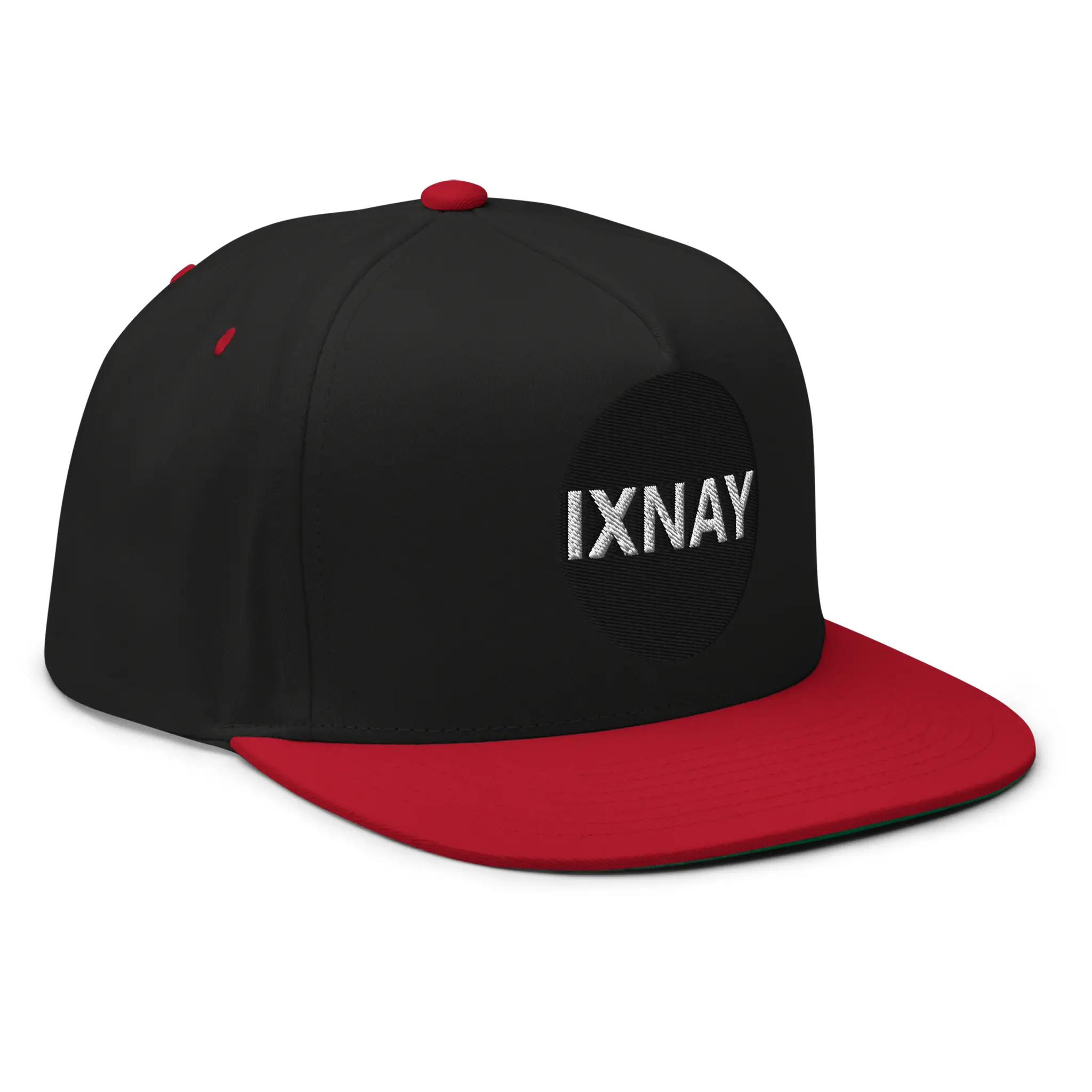 IXNAY original logo flat bill cap right front black/red