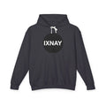 Women's lightweight black hoodie with original IXNAY circular black logo in 100% cotton.