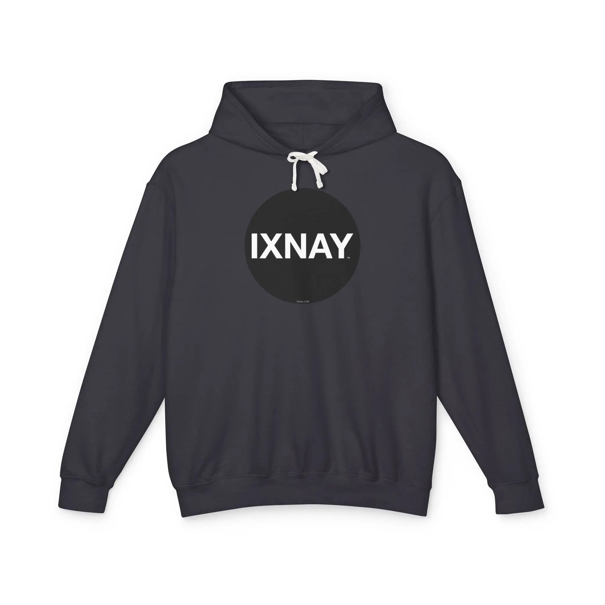 Women's lightweight black hoodie with original IXNAY circular black logo in 100% cotton.