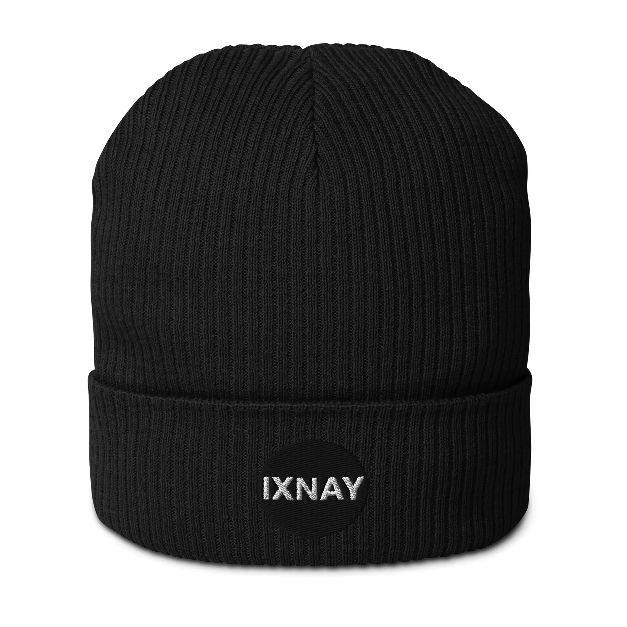 IXNAY Original Logo 100% organic ribbed beanie black front