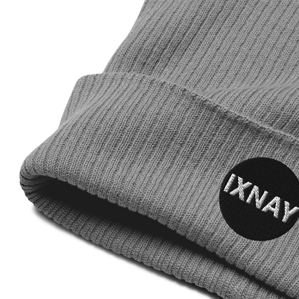 IXNAY Original Logo 100% organic ribbed beanie light gray product logo detail