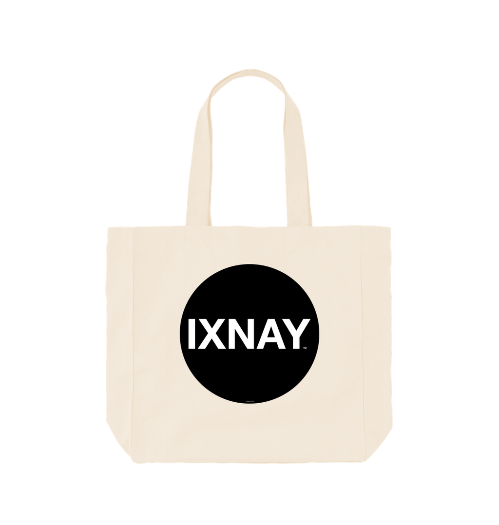 IXNAY original round logo tote bag natural 100% organic cotton canvas