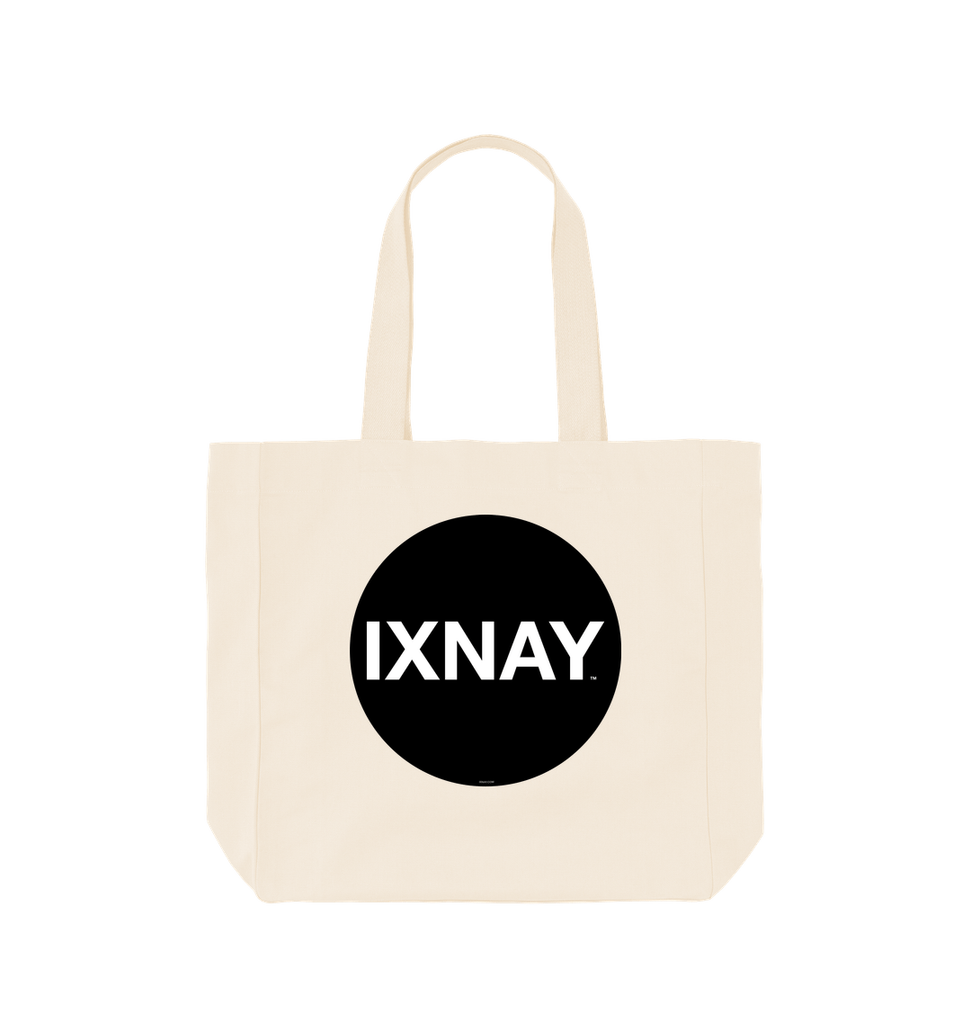 IXNAY original round logo tote bag natural 100% organic cotton canvas