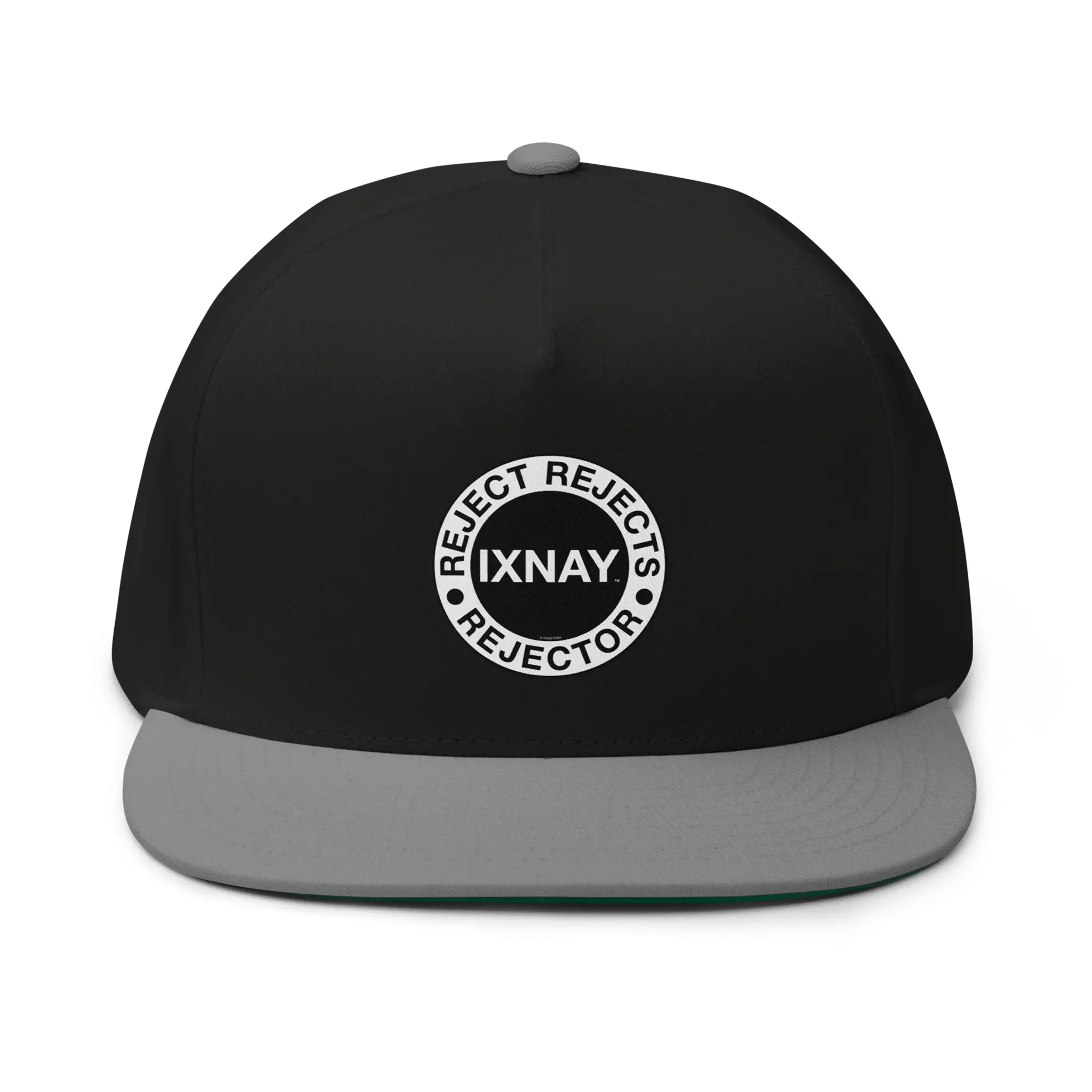 IXNAY reject rejects rejector flat bill cap front black/gray