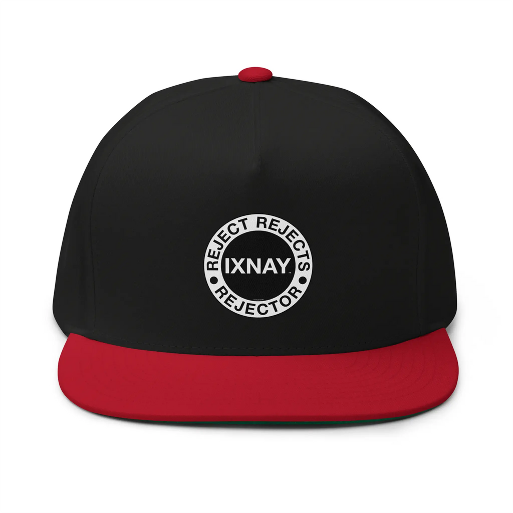 IXNAY reject rejects rejector flat bill cap front black/red