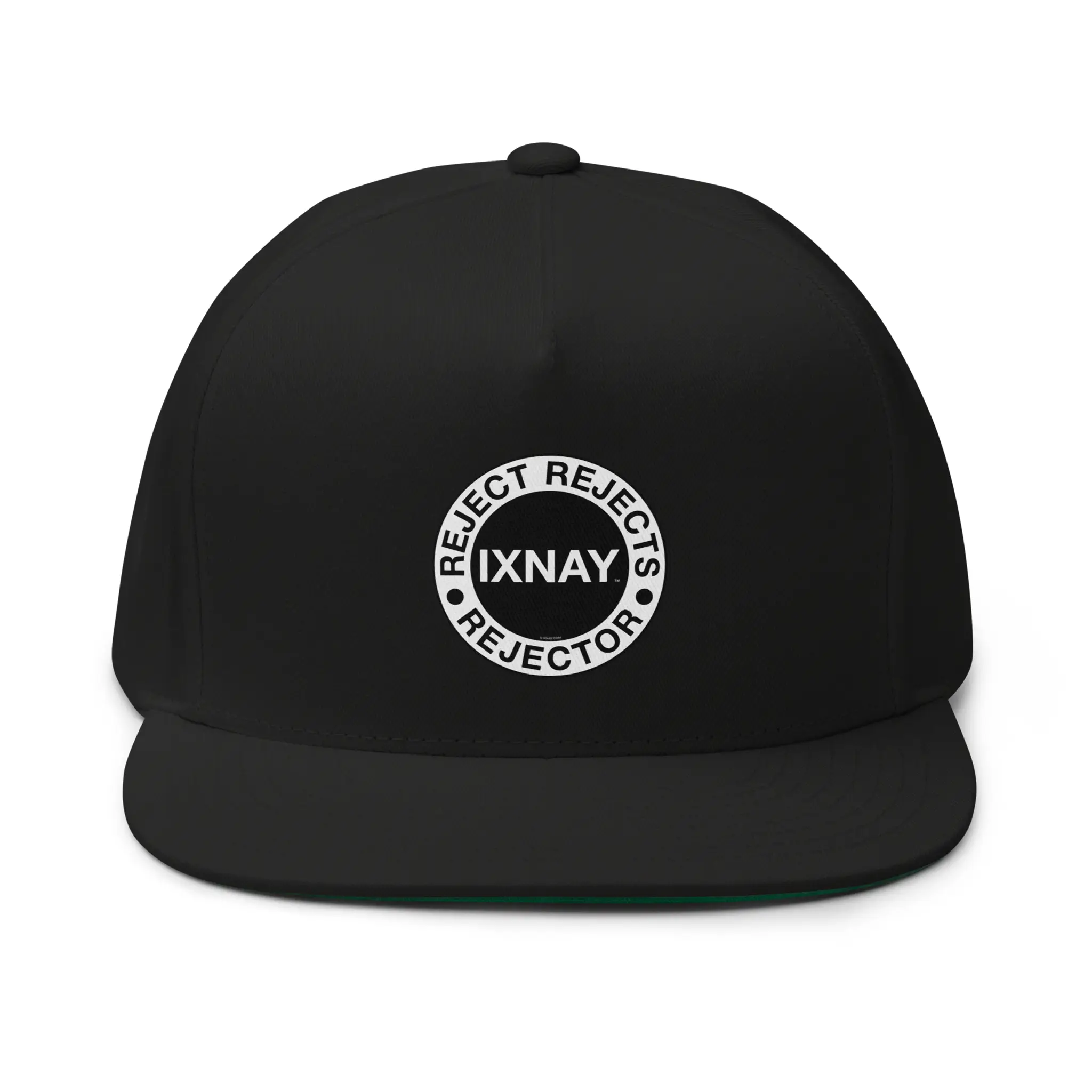 IXNAY reject rejects rejector flat bill cap front black