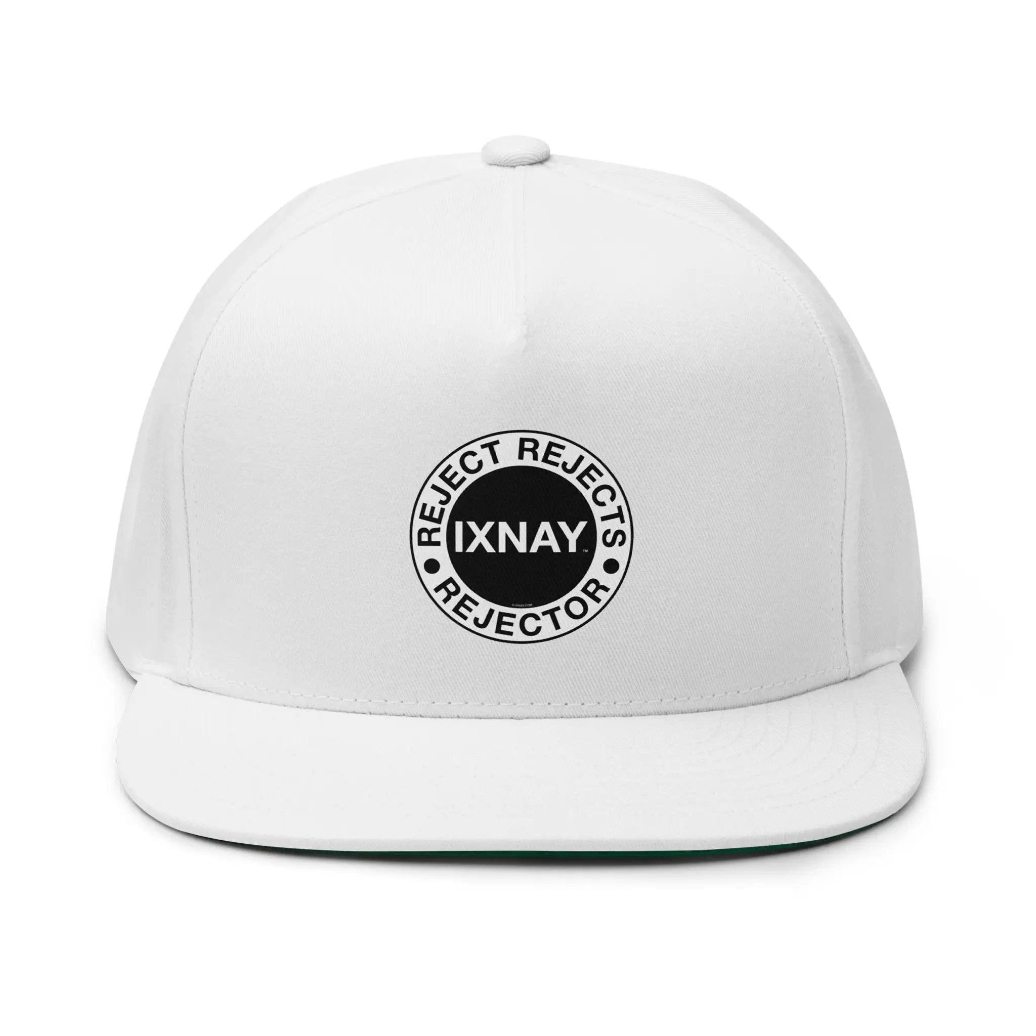 IXNAY reject rejects rejector flat bill cap front white