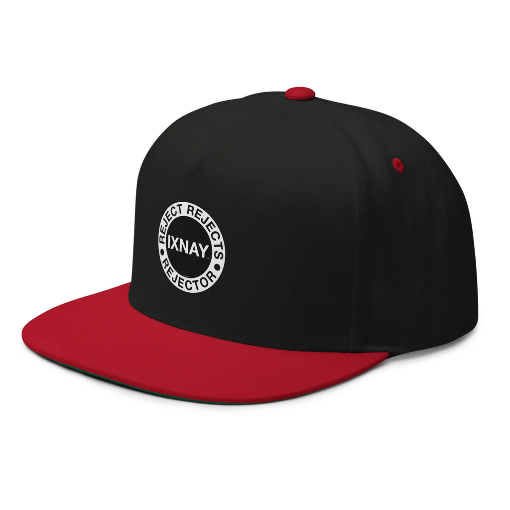 IXNAY reject rejects rejector flat bill cap left front black/red
