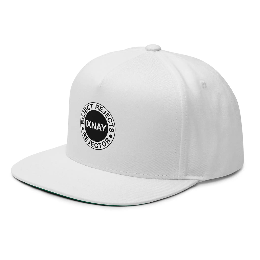 IXNAY reject rejects rejector flat bill cap left front white