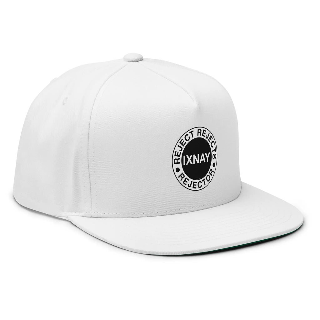 IXNAY reject rejects rejector flat bill cap right front white