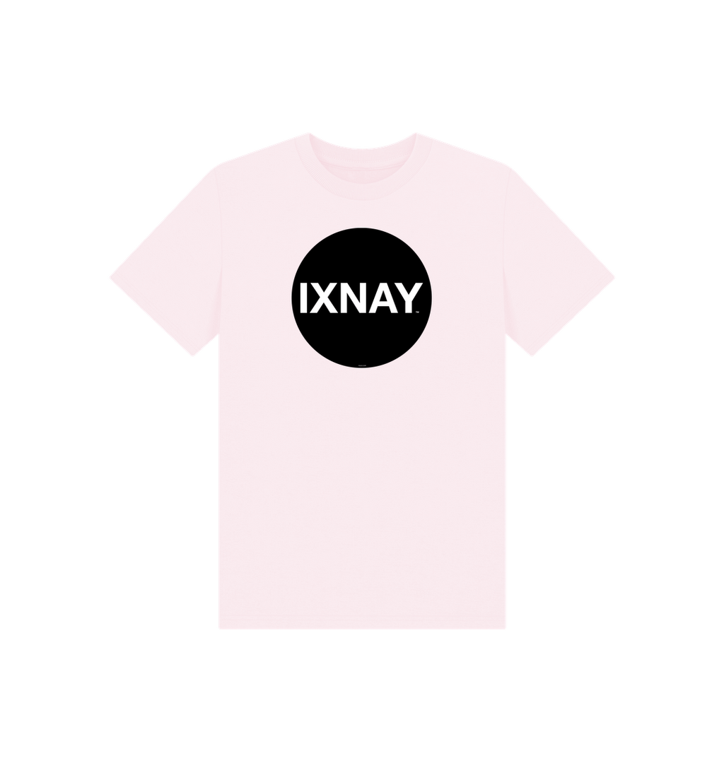 Light Pink Printed Kids T-Shirt with Original Black Circular IXNAY Logo