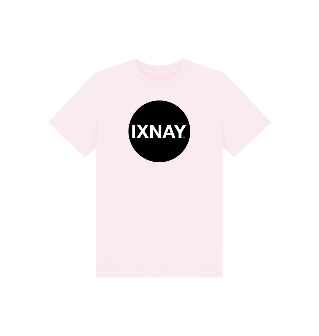 Light Pink Printed Kids T-Shirt with Original Black Circular IXNAY Logo