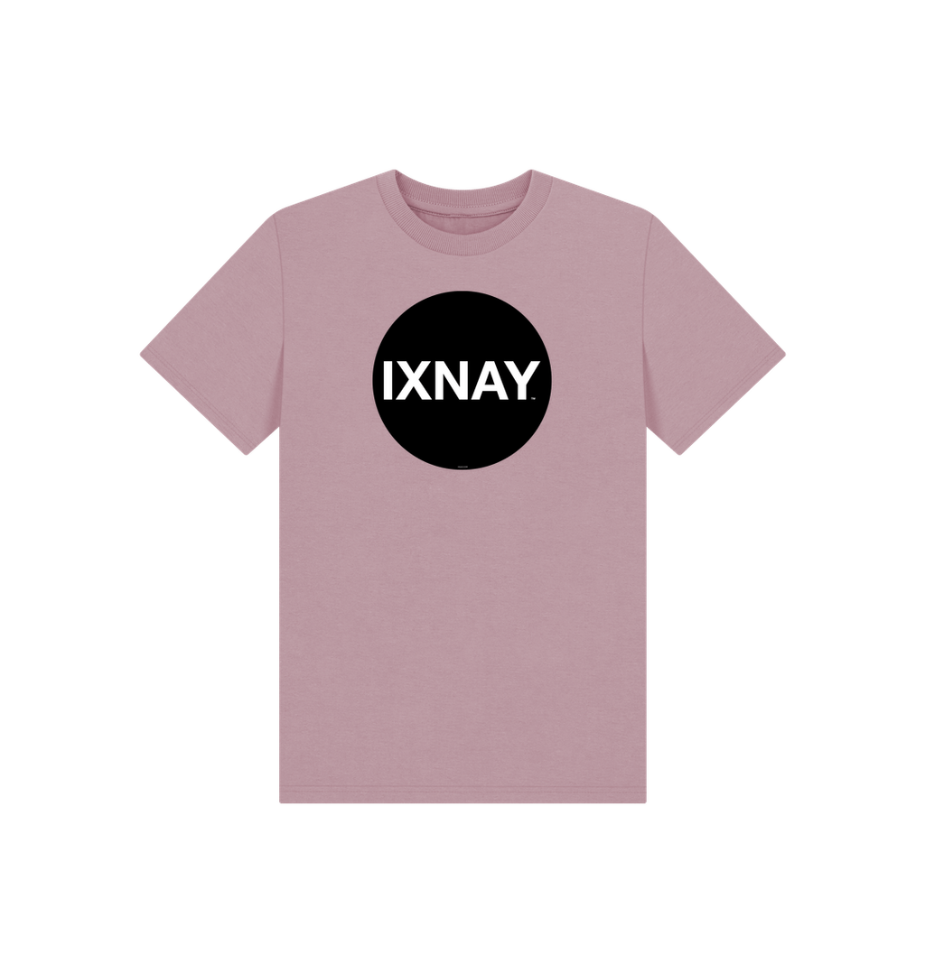 Mauve Printed Kids T-Shirt  with Original Black Circular IXNAY Logo