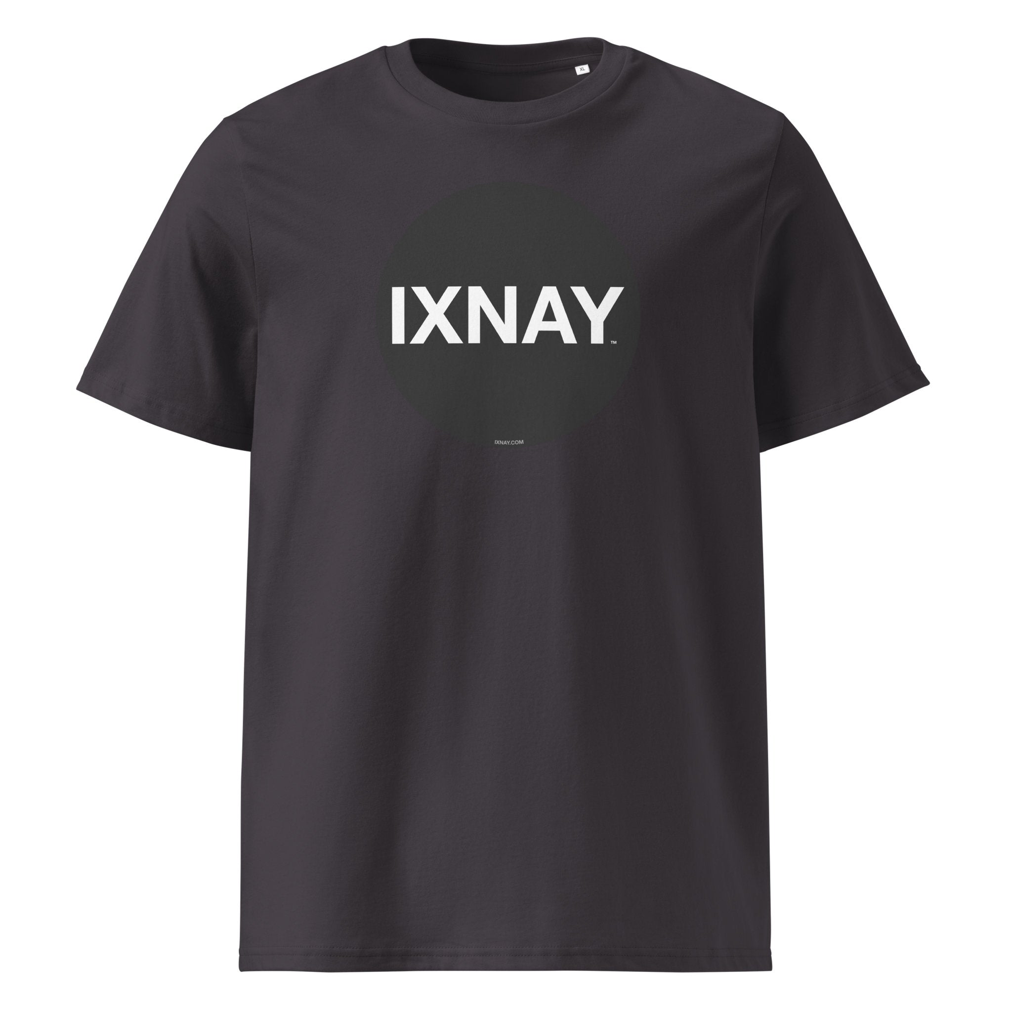 Sophisticated 'Anthracite' Black t-shirt with 'IXNAY' printed on a white background