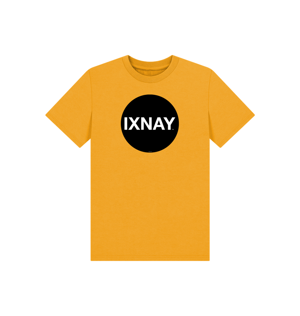 Mustard Yellow Printed Kids T-Shirt with Original Black Circular IXNAY Logo