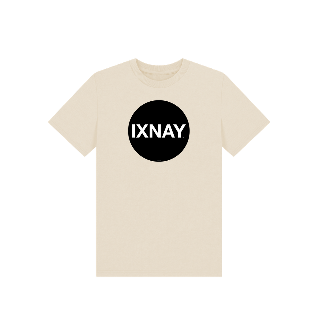 Oat Light Beige Printed Kids T-Shirt with Original Black Circular IXNAY Logo