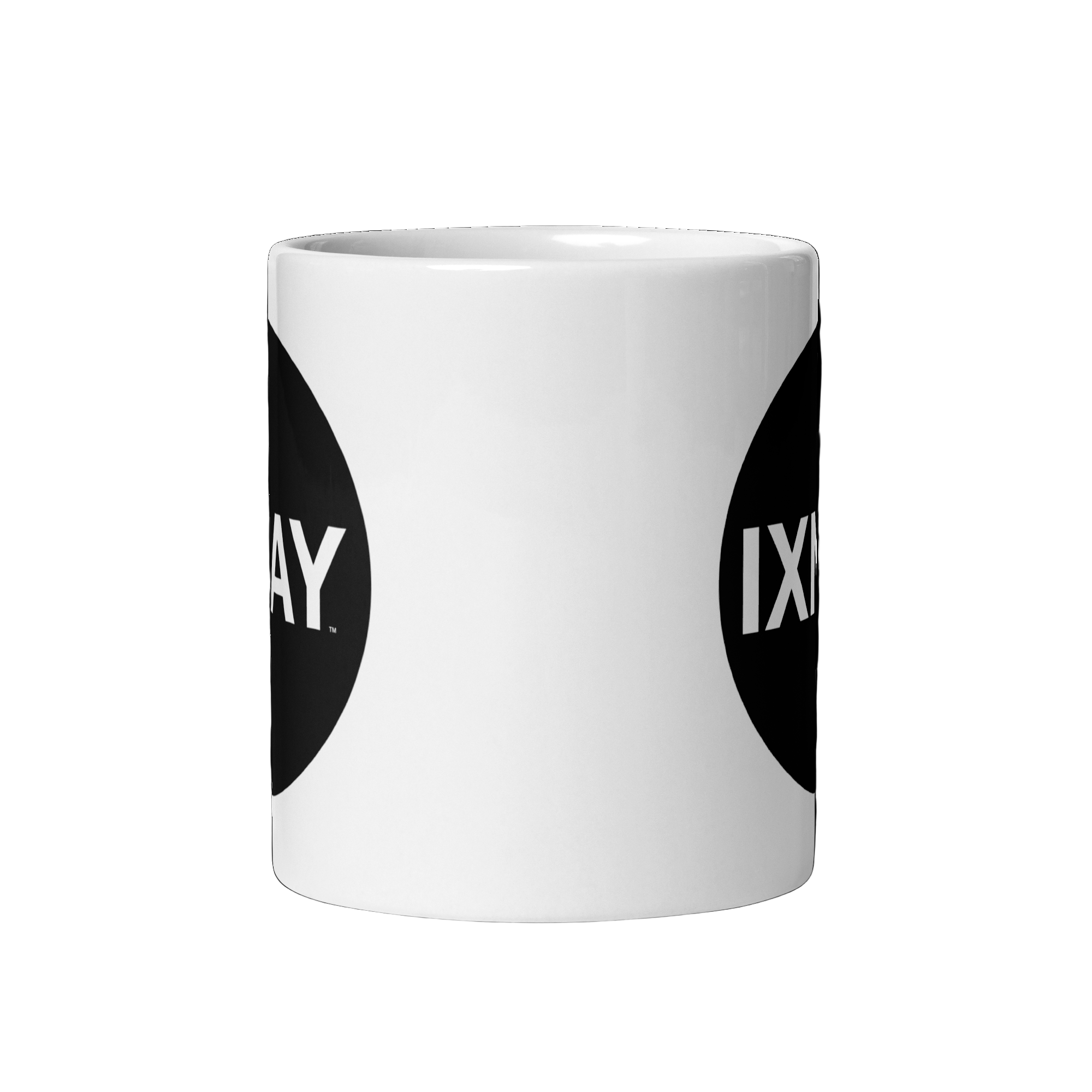 White glossy IXNAY mug, 11 oz with handle