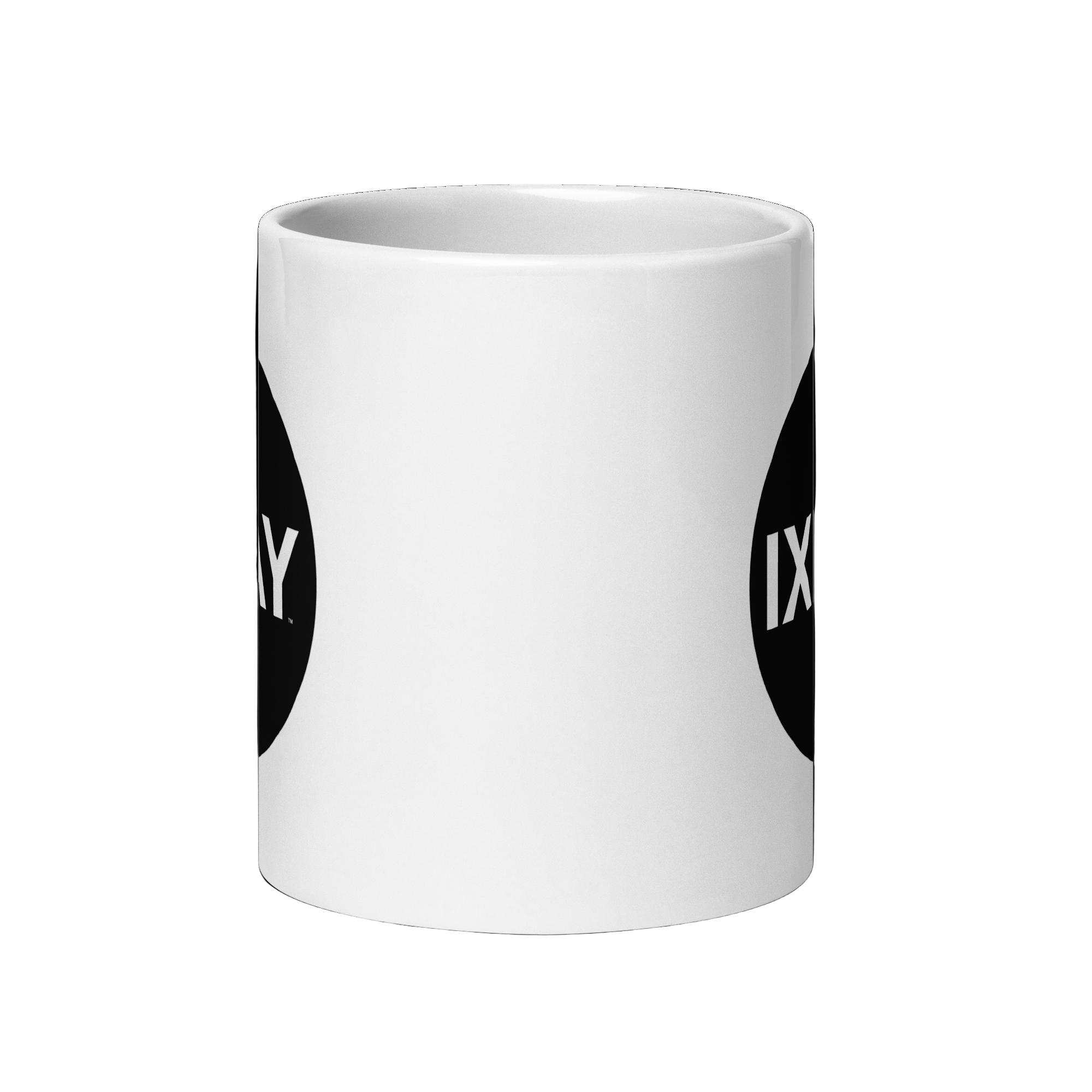 White glossy IXNAY mug, 20 oz with handle