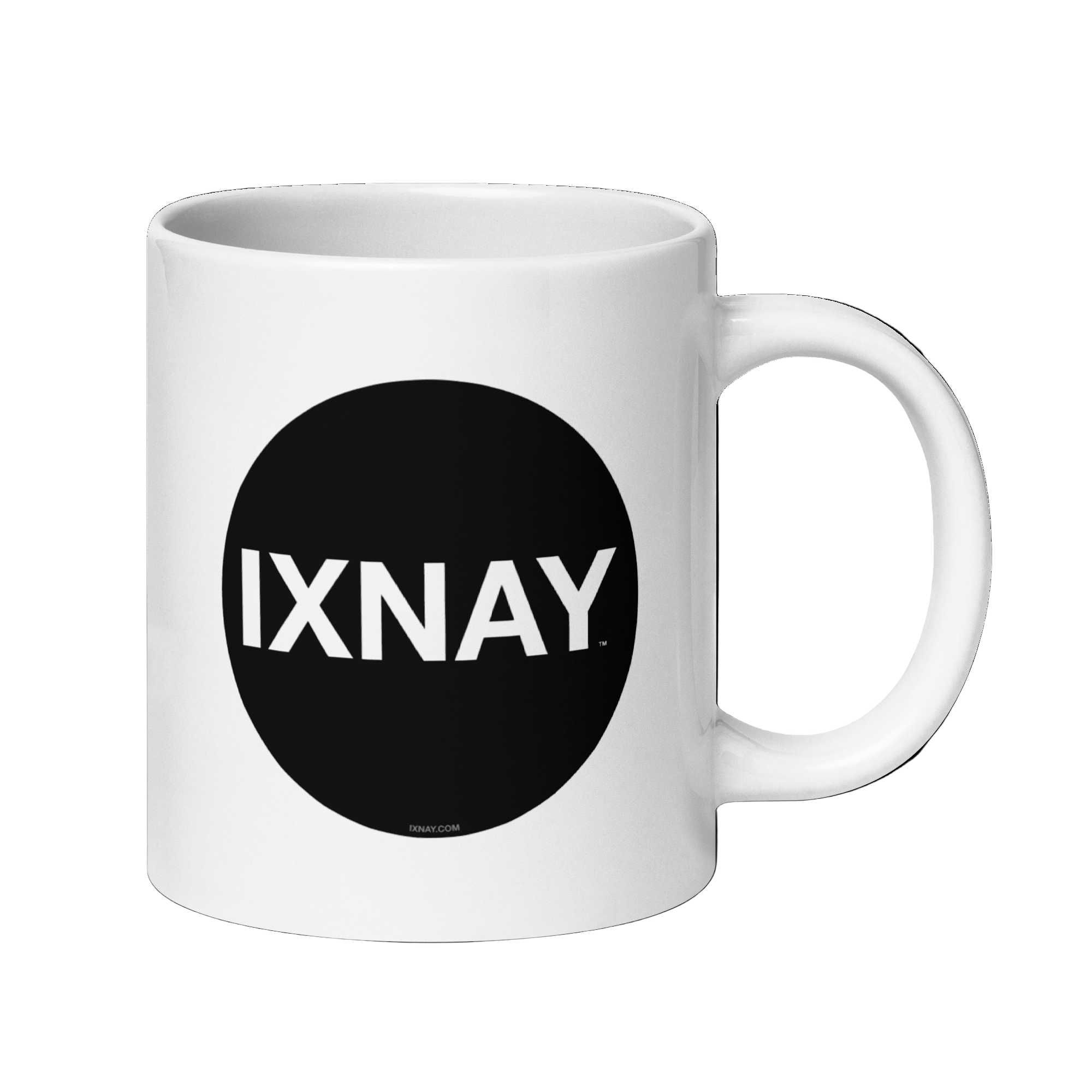 White glossy IXNAY mug, 20 oz with handle